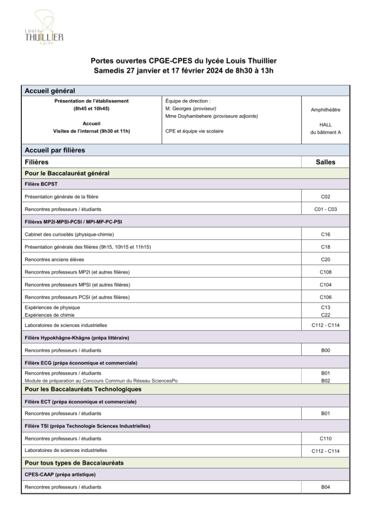 Journ Es Portes Ouvertes Cpge Lyc E Louis Thuiller
